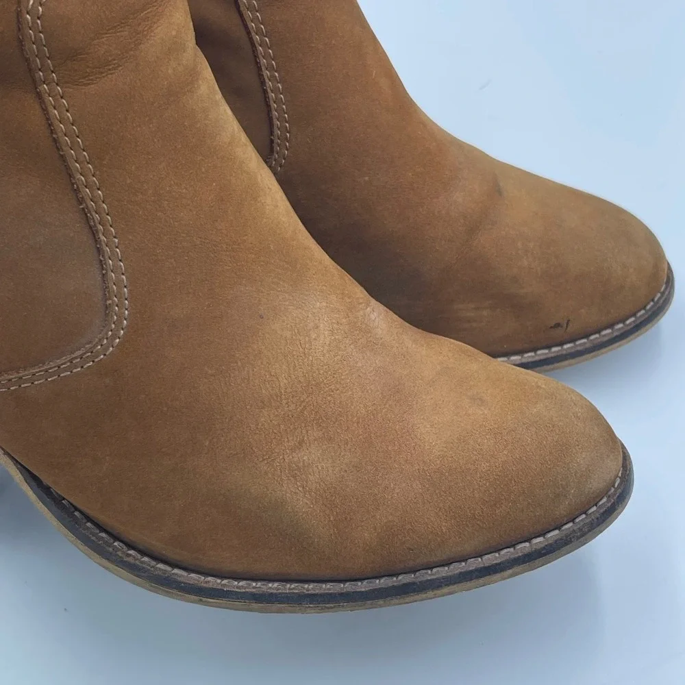 Aldo Brown‎ Suede Western Moto Ankle Boots Stacked Heel Boho Size 10